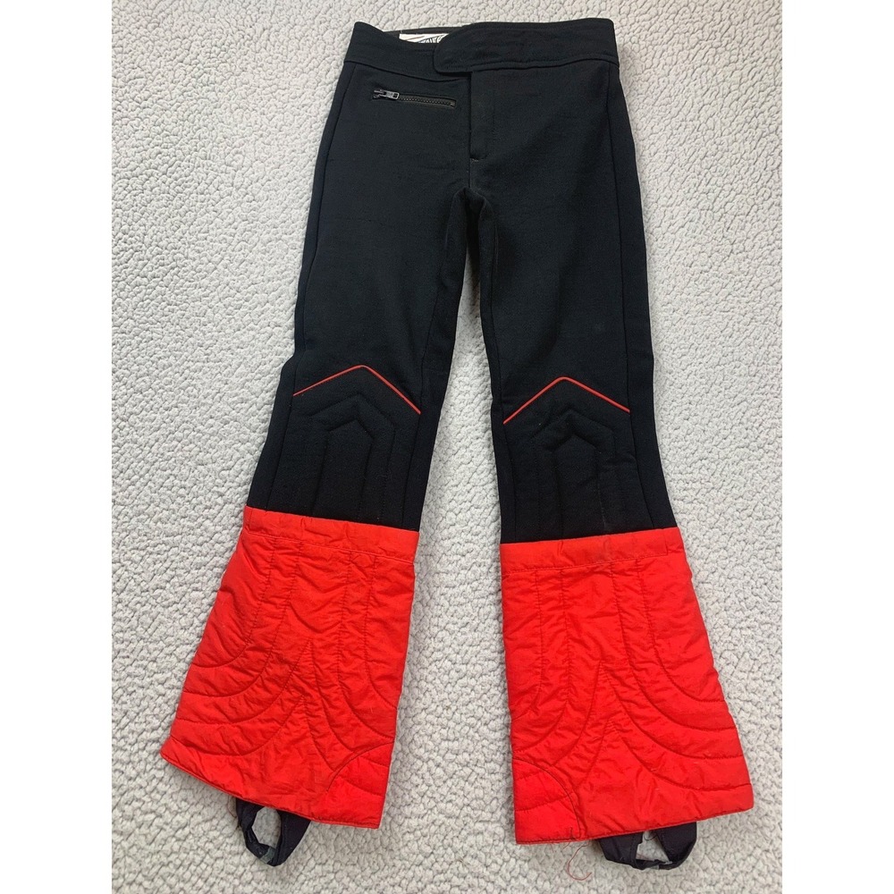 Vintage Profile Ski Pants Youth 12 Black Red Wool‎ Blend Stirrup Insulated